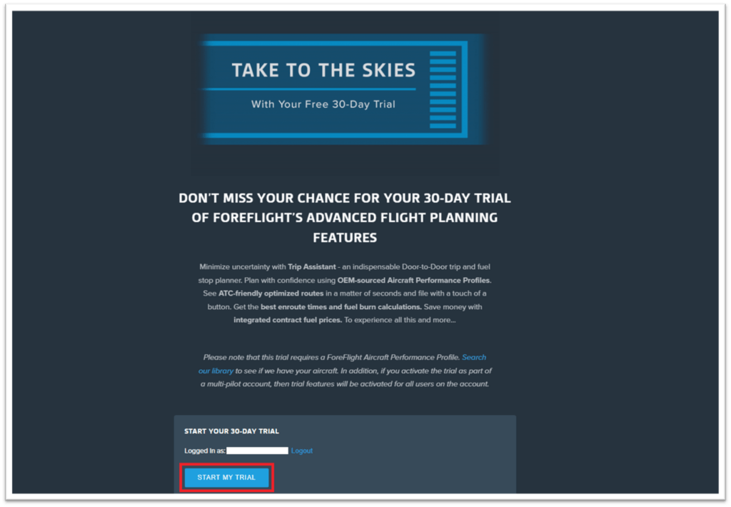 start my trial butonuna tikliyoruz