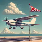 DALL·E 2024-07-17 21.16.28 - A Cessna 152 airplane flying in clear conditions. The aircraft is depicted from the side, showing it slightly tilted. The background features a clear